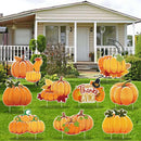 Fall Thanksgiving Yard Signs Decorations - 9Pcs Outdoor Orange Pumpkins Harvest Garden Wall Porch Signs with Stakes Seasonal Holiday Party Supplies Lawn Yard Decorations (9PC) - North State Signs & Printing