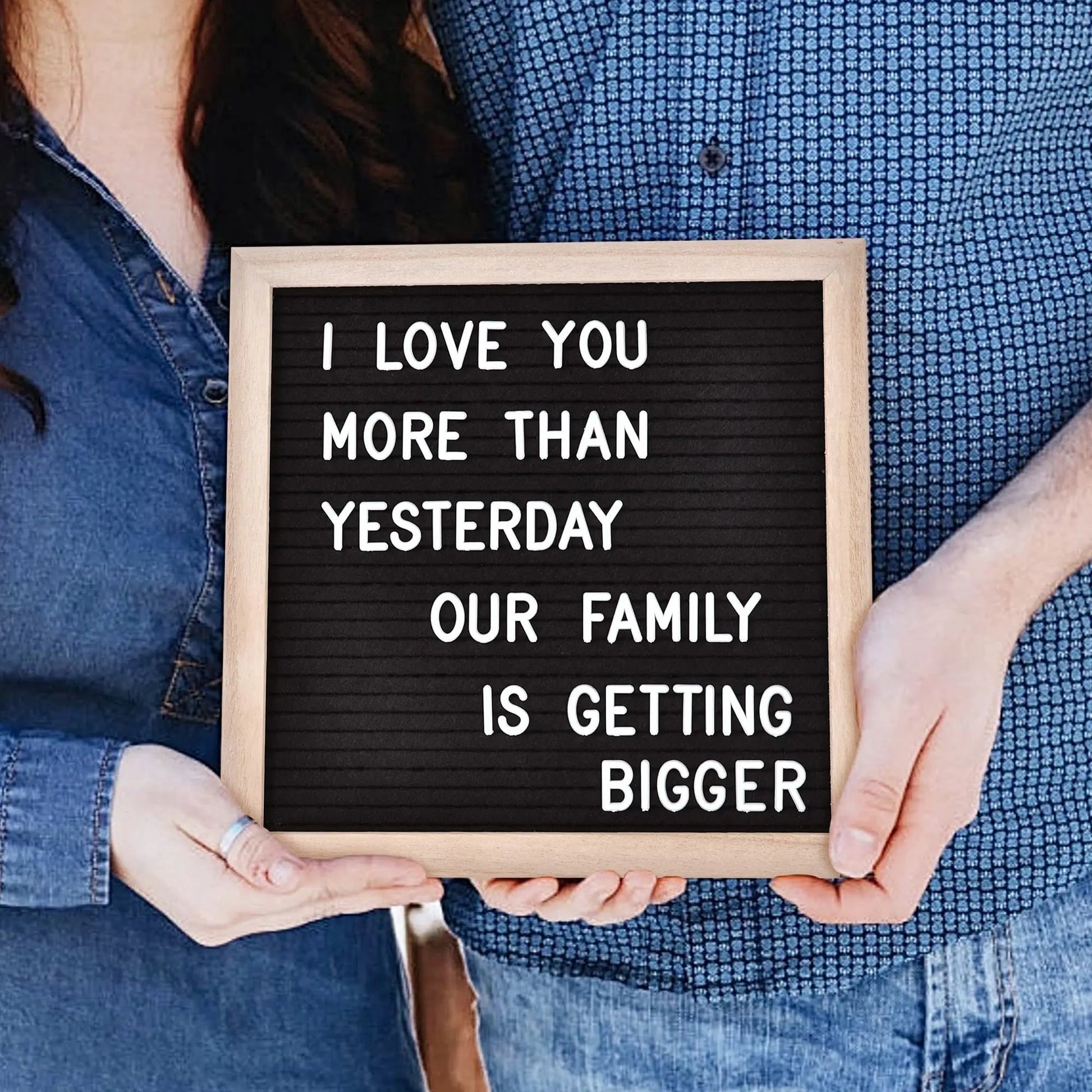 Felt Letter Board with 294 Letters, Numbers & Symbols - 10 x 10 inch Changeable Message Board with Wooden Frame Wall Mount Hook, Black & Wood - North State Signs & Printing