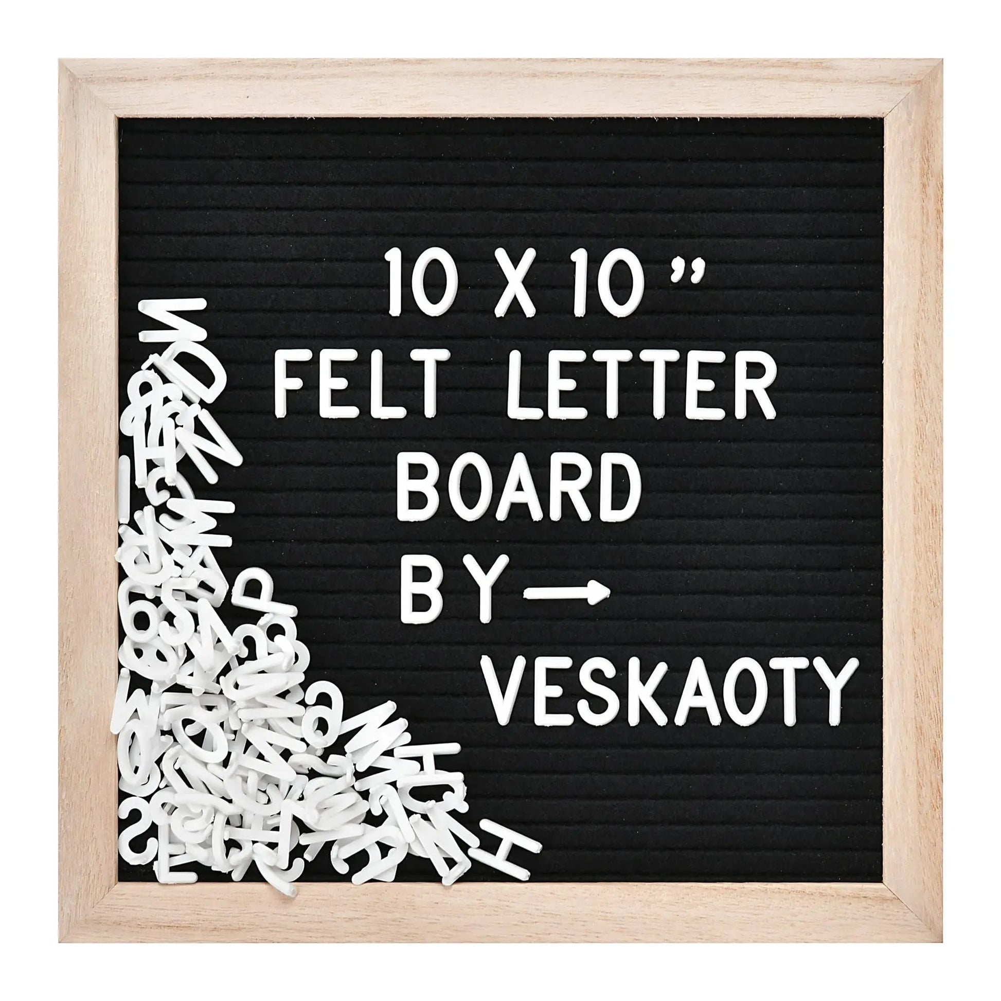 Felt Letter Board with 294 Letters, Numbers & Symbols - 10 x 10 inch Changeable Message Board with Wooden Frame Wall Mount Hook, Black & Wood - North State Signs & Printing
