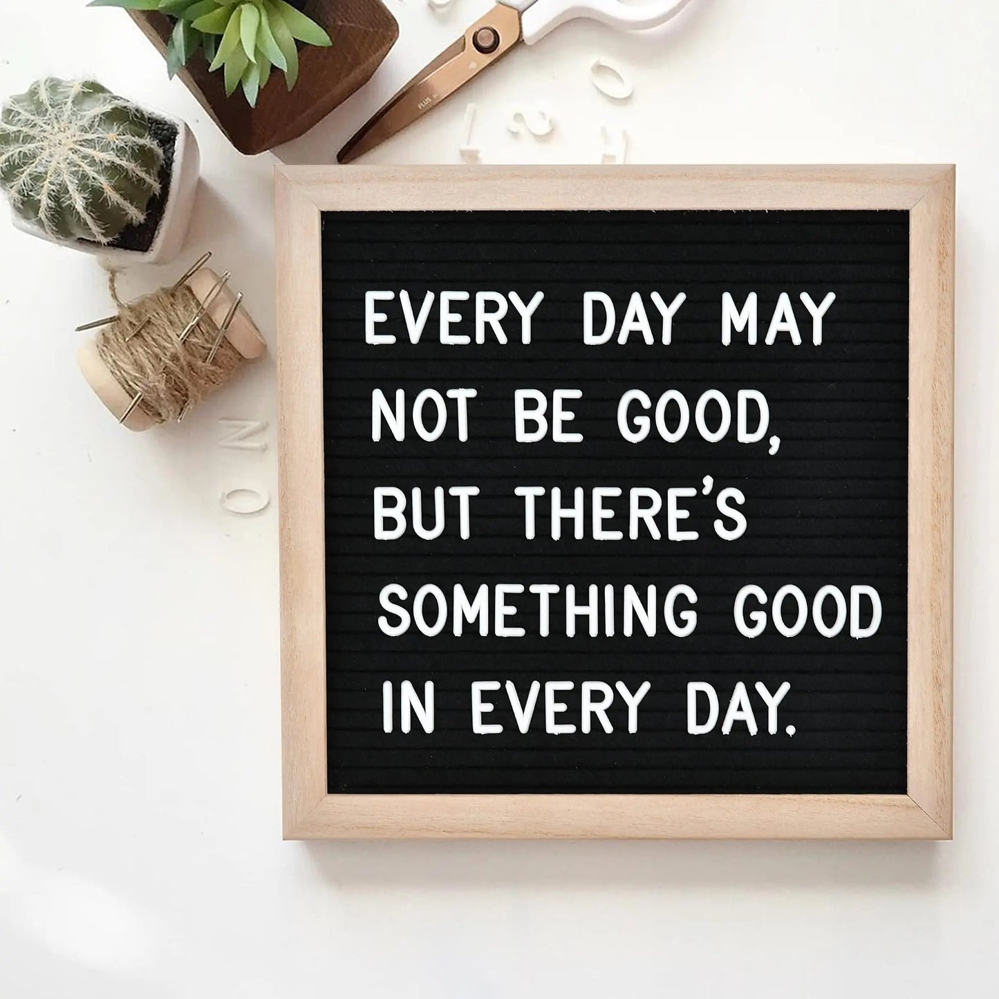 Felt Letter Board with 294 Letters, Numbers & Symbols - 10 x 10 inch Changeable Message Board with Wooden Frame Wall Mount Hook, Black & Wood - North State Signs & Printing