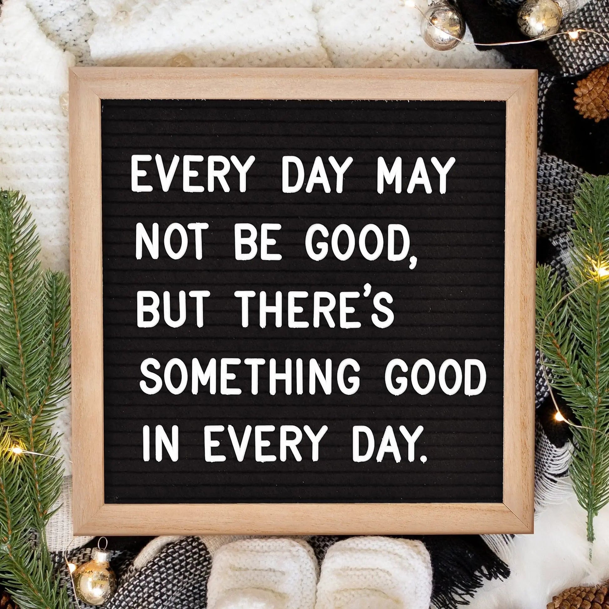Felt Letter Board with 294 Letters, Numbers & Symbols - 10 x 10 inch Changeable Message Board with Wooden Frame Wall Mount Hook, Black & Wood - North State Signs & Printing