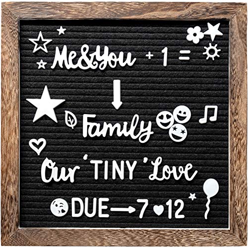 Felt Letter Board with Precut Letters Number Set 10x10 Inch First Day School Board Changeable Black Message Board Word