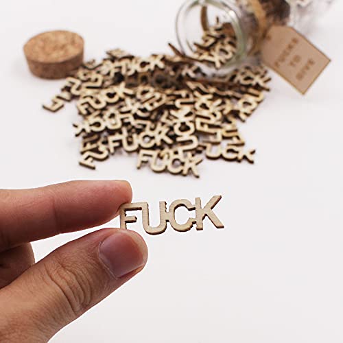 Jar of Fucks（5oz）Gift Jar,Fucks to Give,Fuck Wooden Cutout Letter Piece Bad Mood Vent Spoof Birthday Day,Holiday