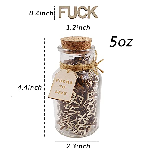 Jar of Fucks（5oz）Gift Jar,Fucks to Give,Fuck Wooden Cutout Letter Piece Bad Mood Vent Spoof Birthday Day,Holiday