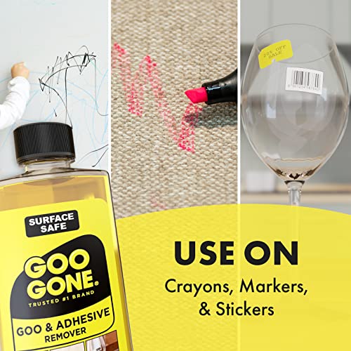 Goo Gone Adhesive Remover - 8 Ounce - Surface Safe Adhesive Remover Safely Removes Stickers Labels Decals Residue Tape