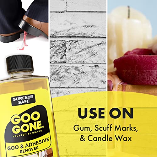 Goo Gone Adhesive Remover - 8 Ounce - Surface Safe Adhesive Remover Safely Removes Stickers Labels Decals Residue Tape