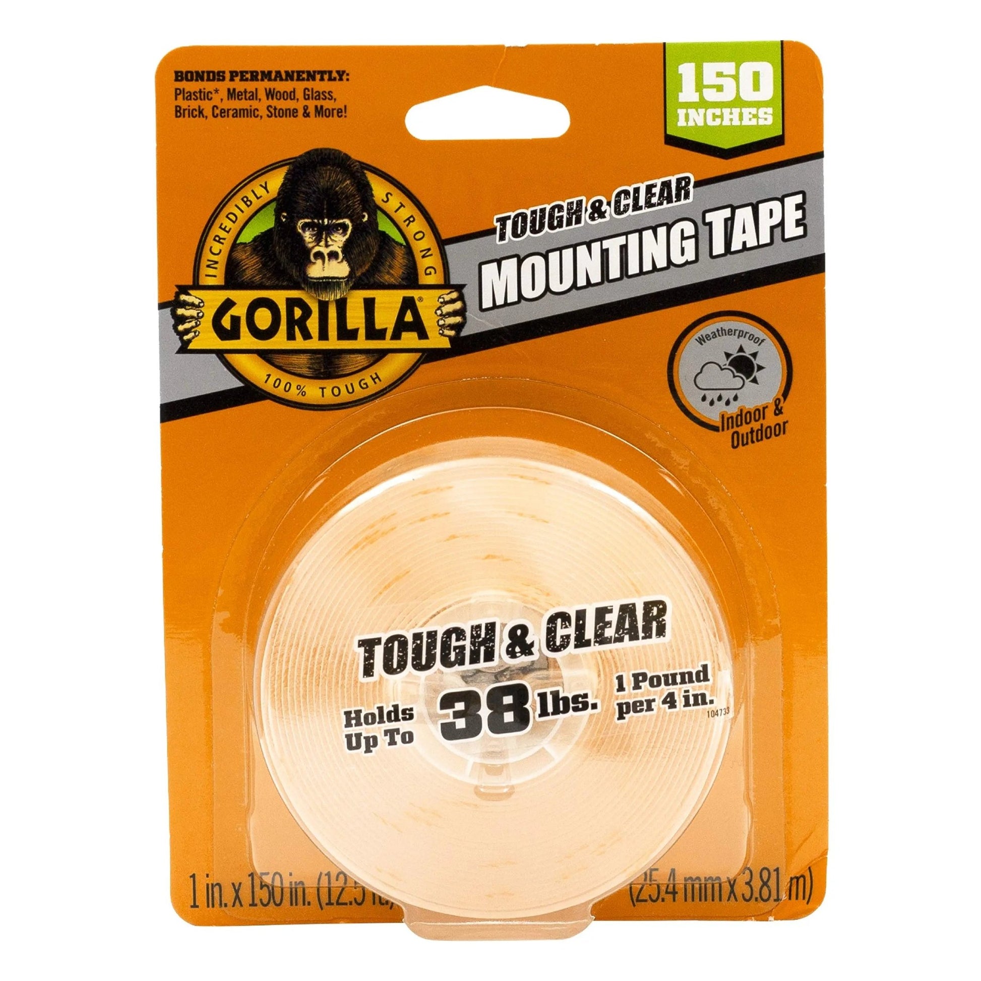 Gorilla Mounting Tape Tough & Clear Double Sided Adhesive; Extra Large; 1" x 150"; Clear; (Pack of 1) - North State Signs & Printing