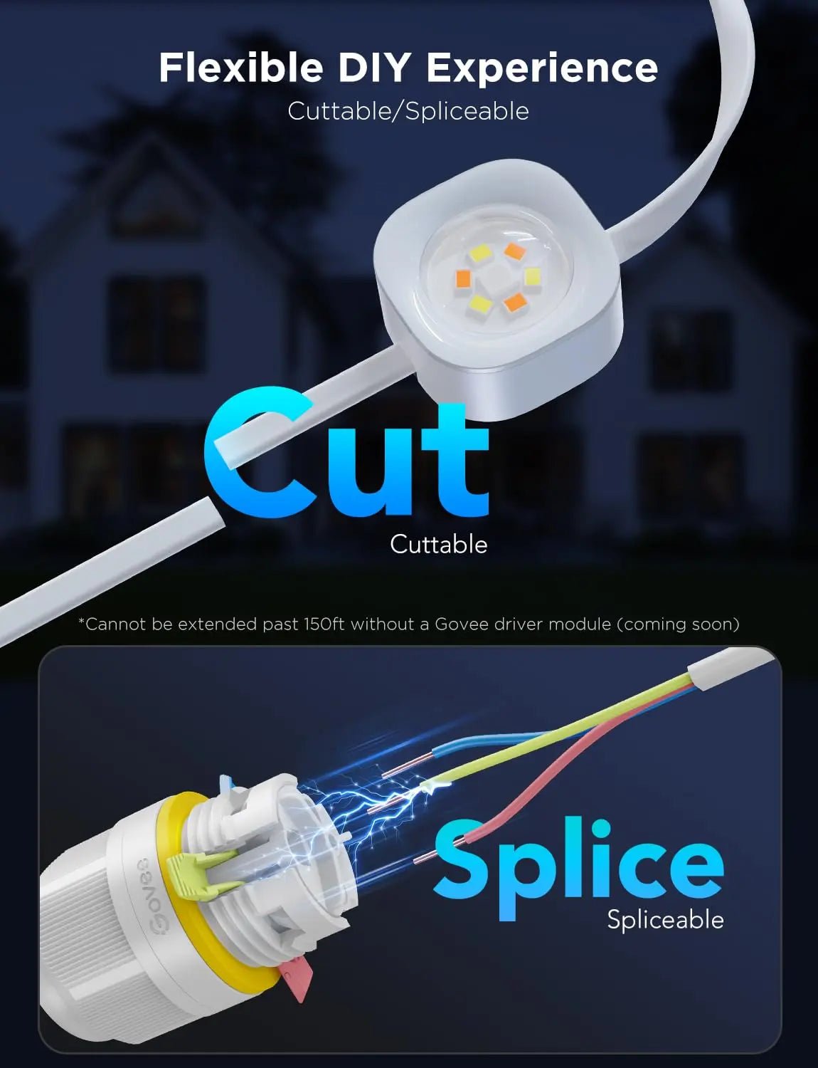 Govee Permanent Outdoor Lights Pro, 200ft with 120 RGBIC LED Lights for Daily and Accent Lighting, 75 Scene Modes for Outdoor Decor, IP67 Waterproof, Works with Alexa, Google Assistant, Matter, White - North State Signs & Printing