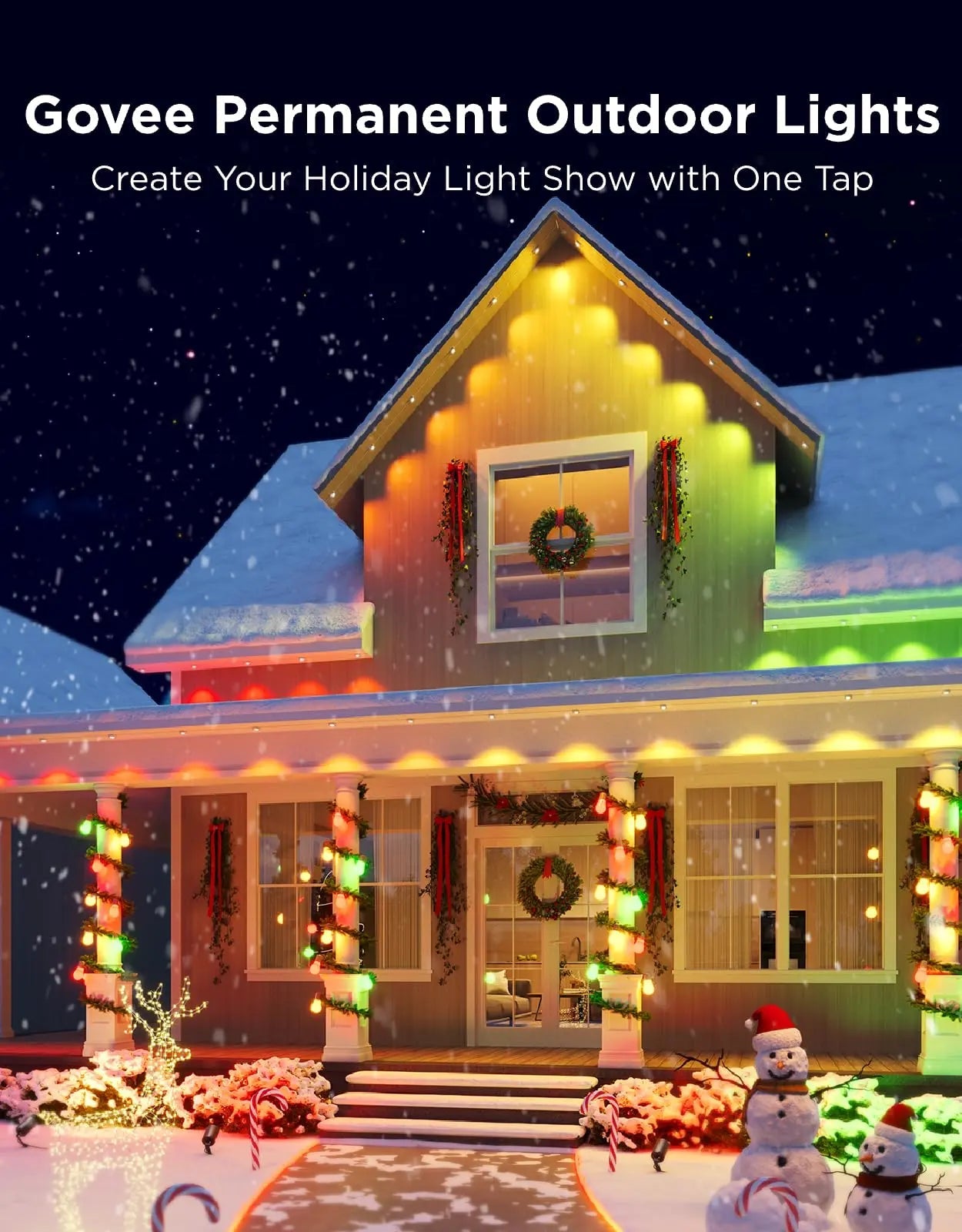 Govee Permanent Outdoor Lights Pro, 200ft with 120 RGBIC LED Lights for Daily and Accent Lighting, 75 Scene Modes for Outdoor Decor, IP67 Waterproof, Works with Alexa, Google Assistant, Matter, White - North State Signs & Printing