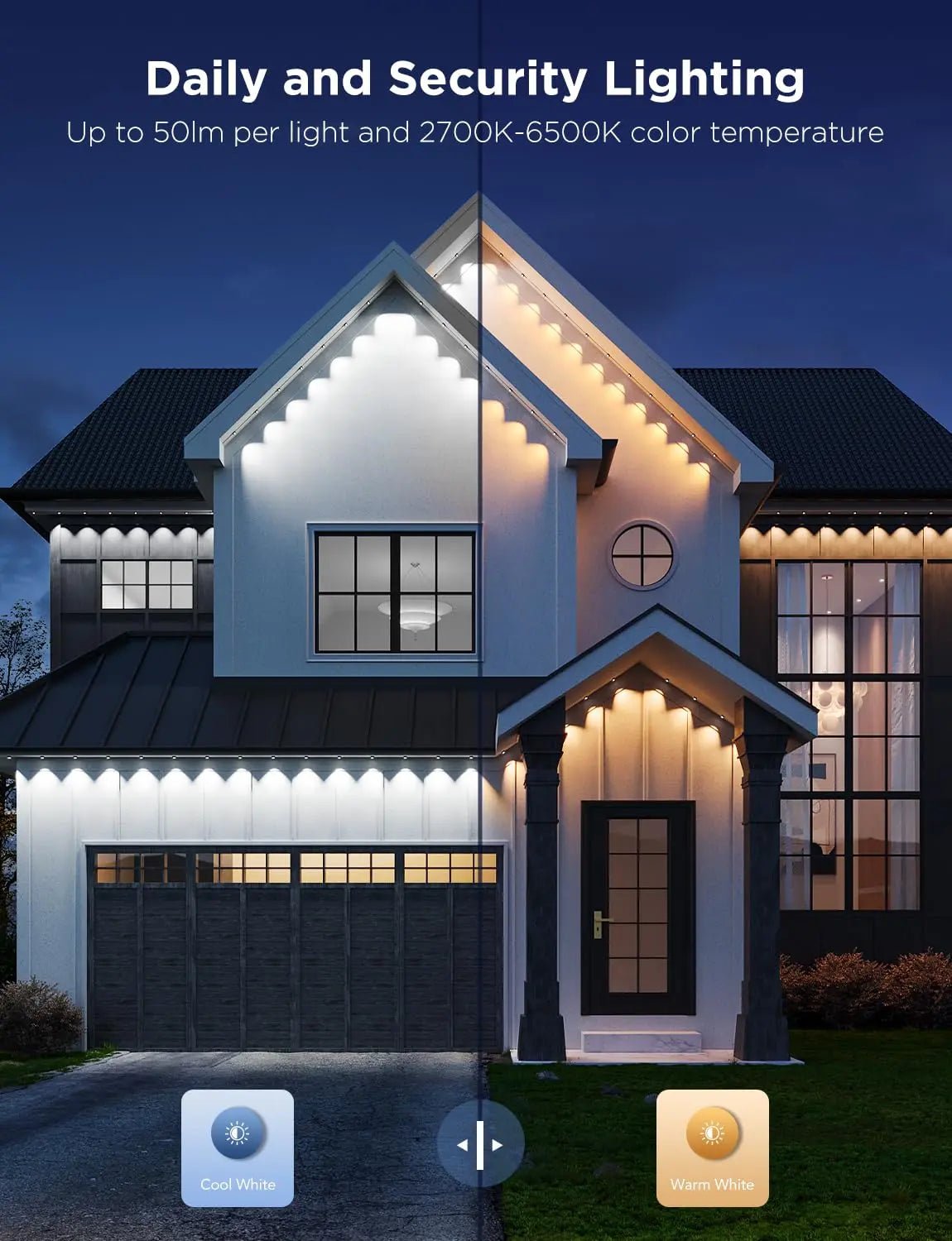 Govee Permanent Outdoor Lights Pro, 200ft with 120 RGBIC LED Lights for Daily and Accent Lighting, 75 Scene Modes for Outdoor Decor, IP67 Waterproof, Works with Alexa, Google Assistant, Matter, White - North State Signs & Printing