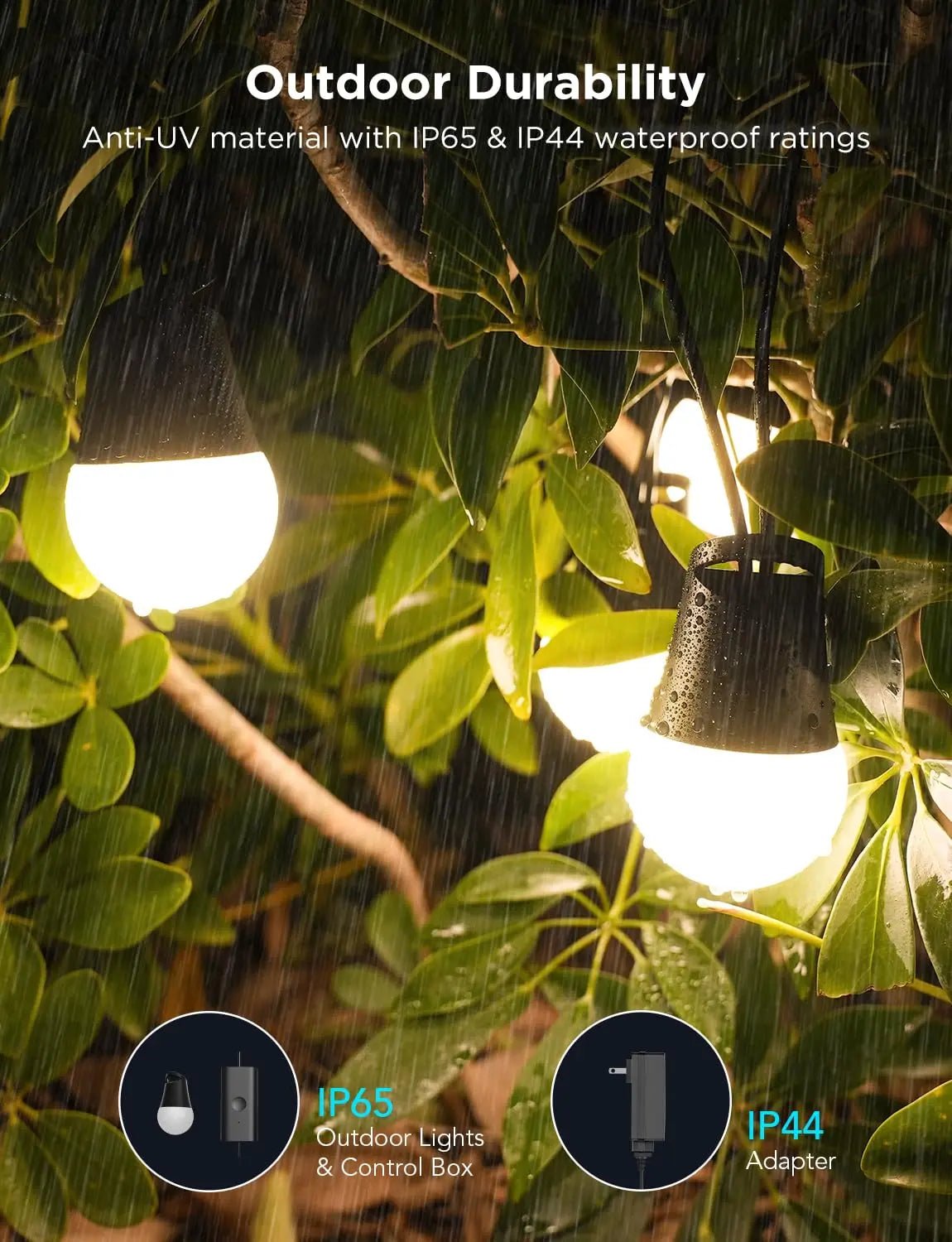 Govee Smart Outdoor String Lights 2, 144ft Outdoor Lights with Dimmable Warm White LED Bulbs, 47 Scene Modes for Patio, Backyard, Balcony, IP65 Waterproof, Works with Alexa, App Control - North State Signs & Printing