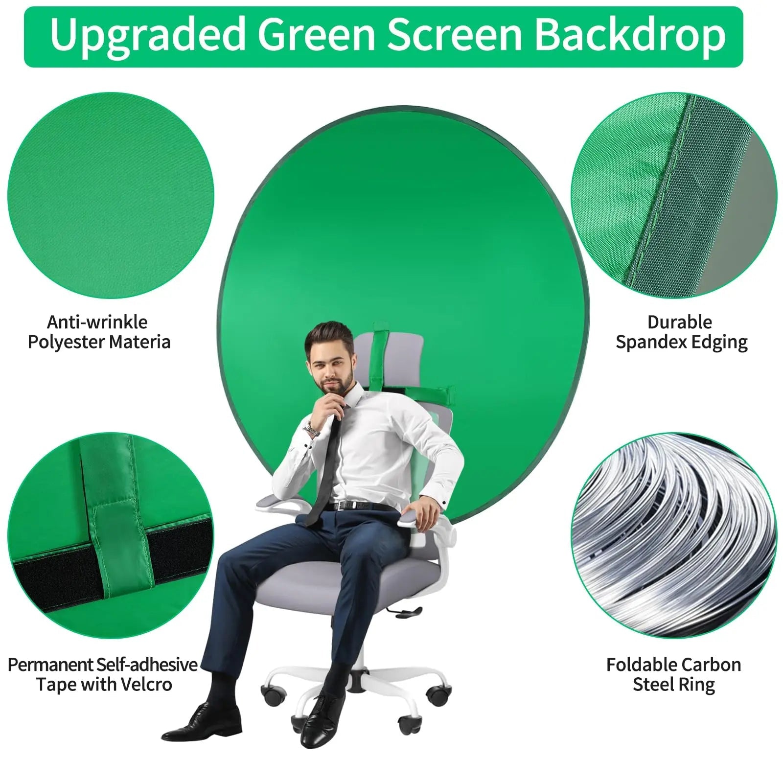 Green Screen Chair,56 IN Collapsible Green Screen Backdrop Kit,Pop Up Green Screen for Streaming with Storage Bag，Portable Greenscreen Backdrop for Photography,Gaming,Streaming,Zoom Meeting and Gaming - North State Signs & Printing