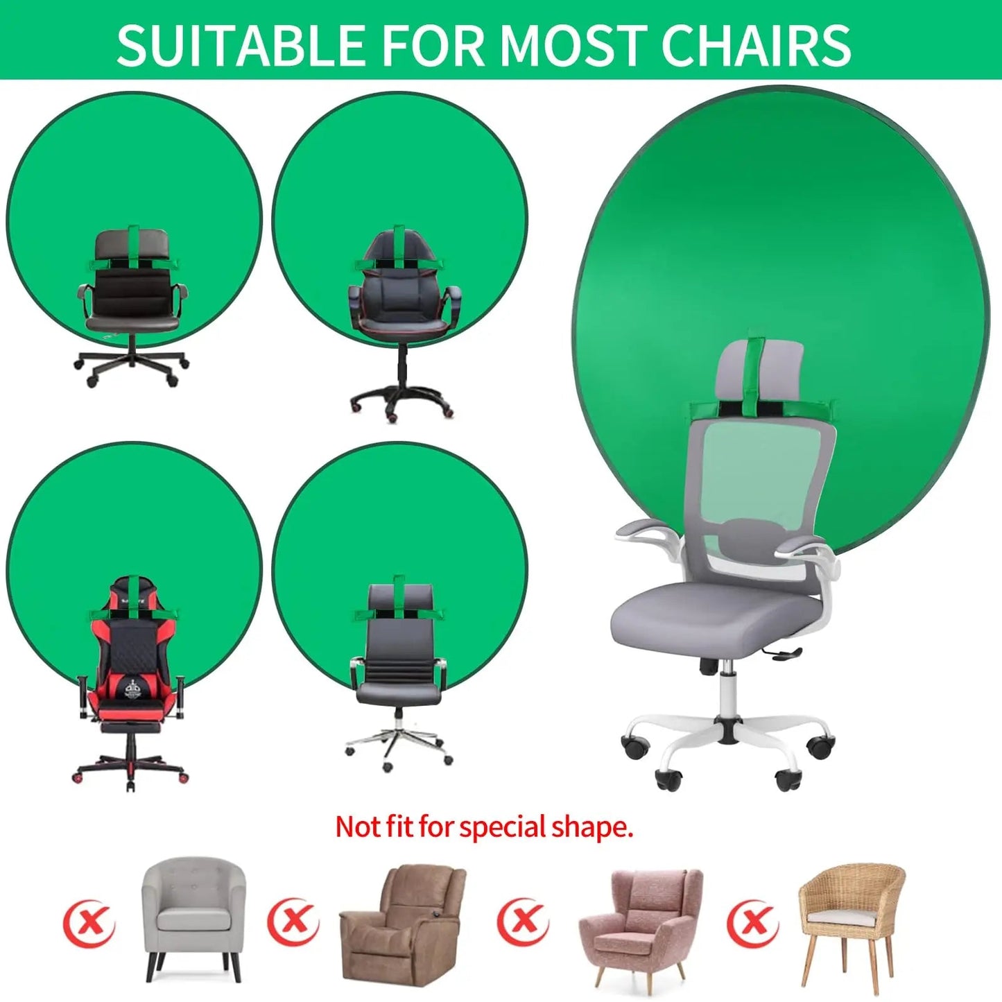 Green Screen Chair,56 IN Collapsible Green Screen Backdrop Kit,Pop Up Green Screen for Streaming with Storage Bag，Portable Greenscreen Backdrop for Photography,Gaming,Streaming,Zoom Meeting and Gaming - North State Signs & Printing