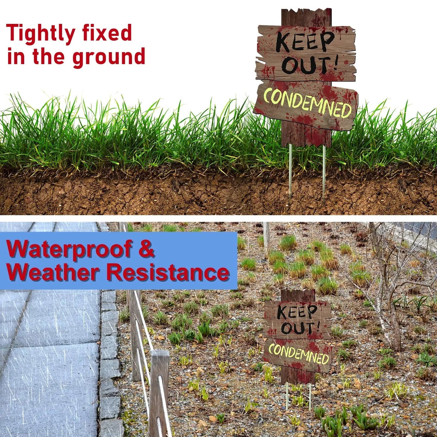 Halloween Decorations Beware Signs Yard Stakes Outdoor Creepy Assorted Warning Sign,Scary Zombie Theme Party Decor Supplies,3 Pieces,12 Inch x 9 Inch GABOSS - North State Signs & Printing