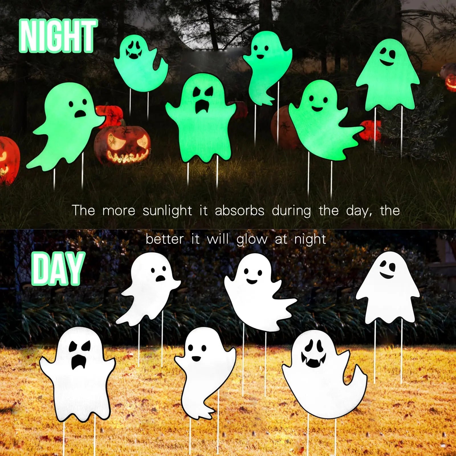 Halloween Decorations Outdoor Yard Signs, Glow in the Dark 6PCS Halloween Scary Ghost Yard Signs with Stakes for Spooky Halloween Lawn Patio Yard Garden Outdoor Decoration - North State Signs & Printing