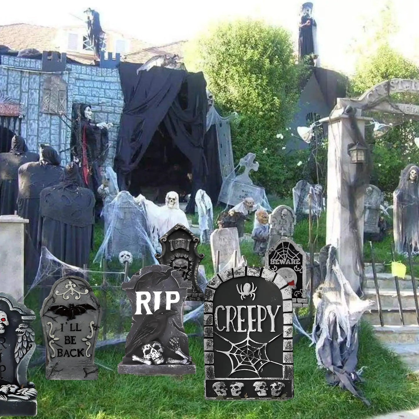 Halloween Decorations Tombstones, 13.8inch Halloween Tombstone Yard Sign Headstone yard sign for Outdoor Lawn Decor - North State Signs & Printing