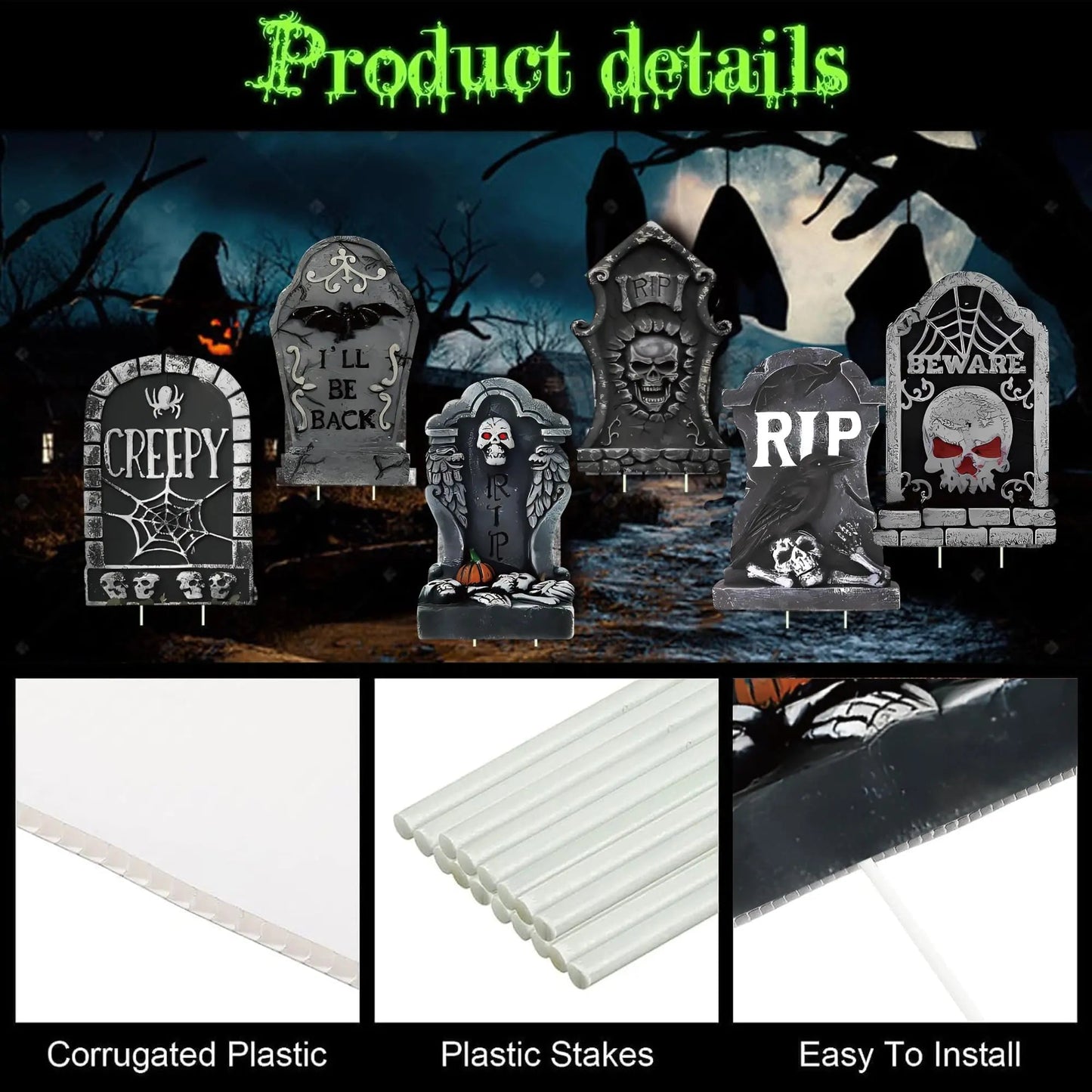 Halloween Decorations Tombstones, 13.8inch Halloween Tombstone Yard Sign Headstone yard sign for Outdoor Lawn Decor - North State Signs & Printing