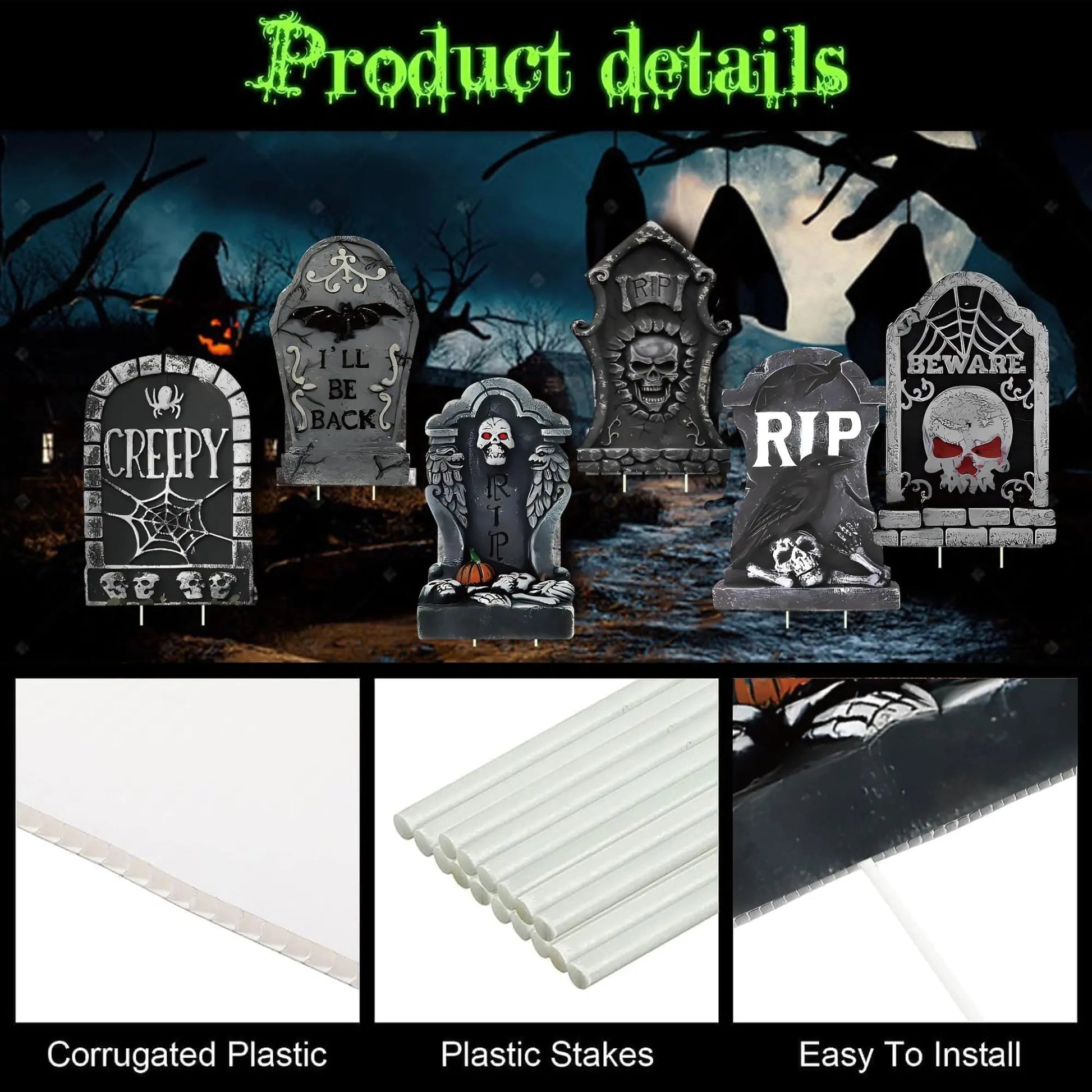 Halloween Decorations Tombstones, 13.8inch Halloween Tombstone Yard Sign Headstone yard sign for Outdoor Lawn Decor - North State Signs & Printing