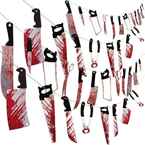Halloween Party Decorations Bloody Banner: Horror Scary Decor for Creepy Movie Theme Birthday Carnival, Spooky Props Supplies, 4PCS - North State Signs & Printing