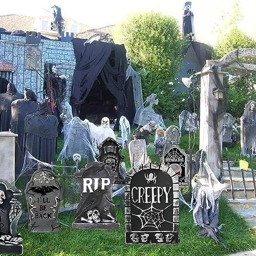 6 Packs Yard Signs for Halloween Decorations Tombstones 13.8inch Halloween Tombstone Yard Sign for Outdoor Lawn Decor