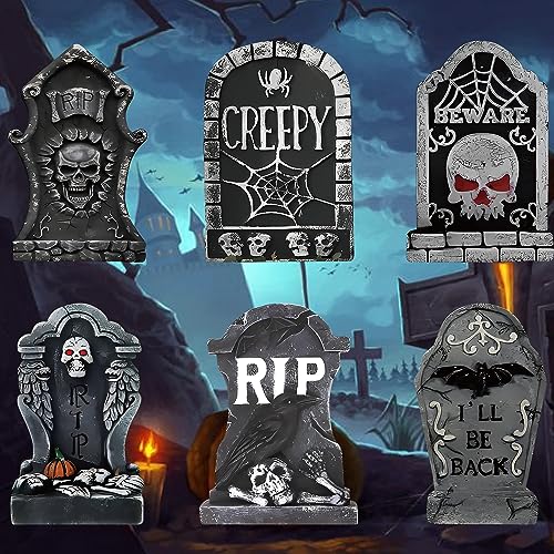 6 Packs Yard Signs for Halloween Decorations Tombstones 13.8inch Halloween Tombstone Yard Sign for Outdoor Lawn Decor