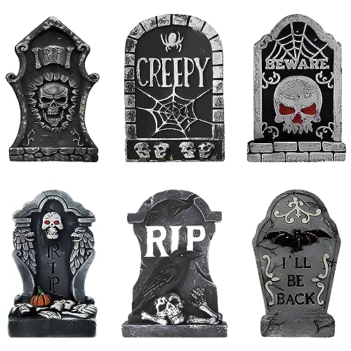 6 Packs Yard Signs for Halloween Decorations Tombstones 13.8inch Halloween Tombstone Yard Sign for Outdoor Lawn Decor