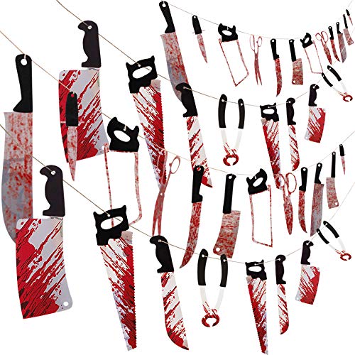 Moon Boat 4 Sets Bloody Garland Banner - Halloween Zombie Vampire Party Decorations Supplies - Party Banners