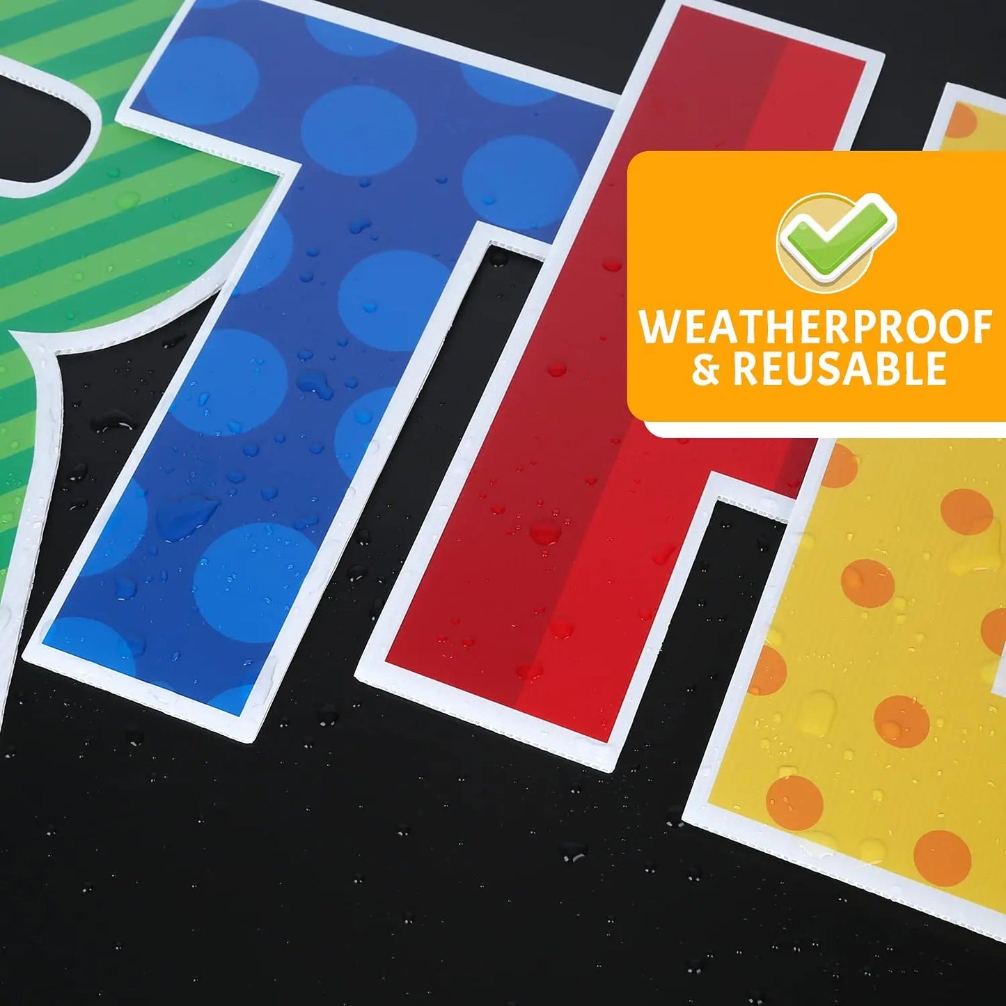 Happy Birthday Yard Sign with Stakes, Personalized Age Plastic Signs with 20 Number Stickers, Bright & Colorful Letters, Weatherproof, Perfect Outdoor Lawn Birthday Decorations - North State Signs & Printing
