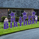 Happy Birthday Yard Signs with Stakes, 16 Inches Birthday Outdoor Lawn Signs, Jetec 18 Pieces, Birthday Cake Balloon Patio Decorations, Garden Lawn Decorations for Birthday Party (Purple) - North State Signs & Printing