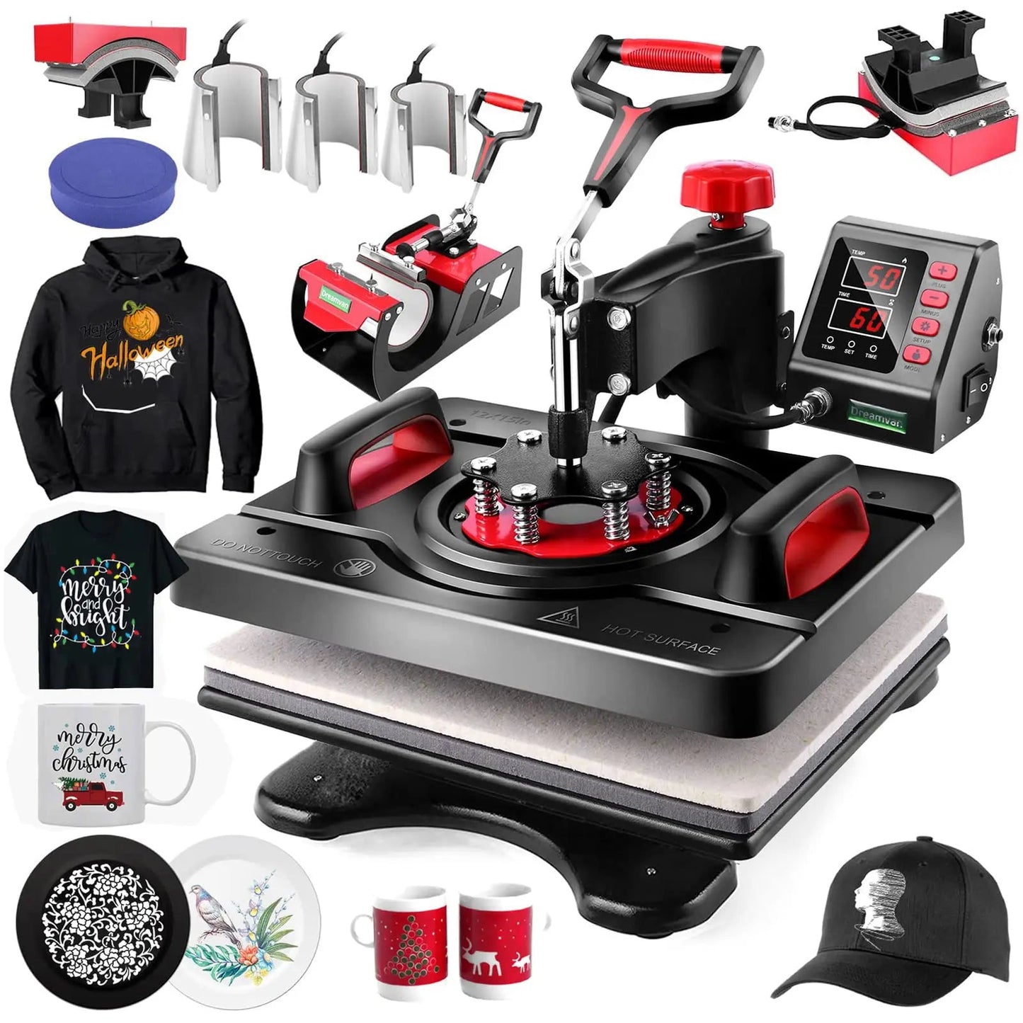 Heat Press Machine, Professional Sublimation Machine, AKEYDIY 8 in 1, 12" X 15" Swing Away Shirt Printing Heat Transfer Digital Industrial - Quality Heat Press Machine for T Shirts Mug Hat Plate - North State Signs & Printing