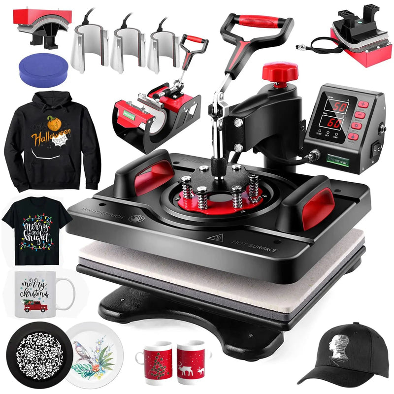 Heat Press Machine, Professional Sublimation Machine, AKEYDIY 8 in 1, 12" X 15" Swing Away Shirt Printing Heat Transfer Digital Industrial - Quality Heat Press Machine for T Shirts Mug Hat Plate - North State Signs & Printing