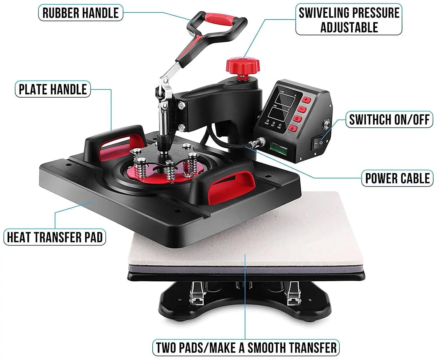 Heat Press Machine, Professional Sublimation Machine, AKEYDIY 8 in 1, 12" X 15" Swing Away Shirt Printing Heat Transfer Digital Industrial - Quality Heat Press Machine for T Shirts Mug Hat Plate - North State Signs & Printing