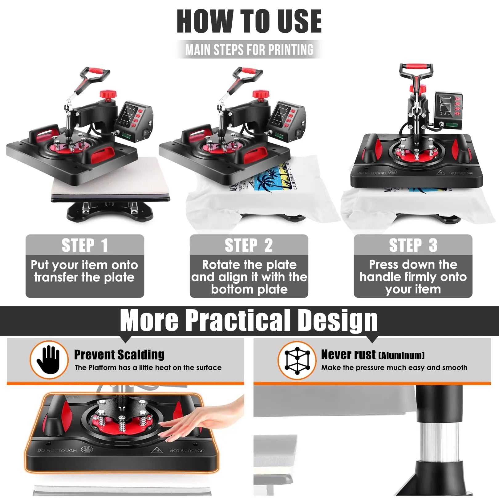Heat Press Machine, Professional Sublimation Machine, AKEYDIY 8 in 1, 12" X 15" Swing Away Shirt Printing Heat Transfer Digital Industrial - Quality Heat Press Machine for T Shirts Mug Hat Plate - North State Signs & Printing