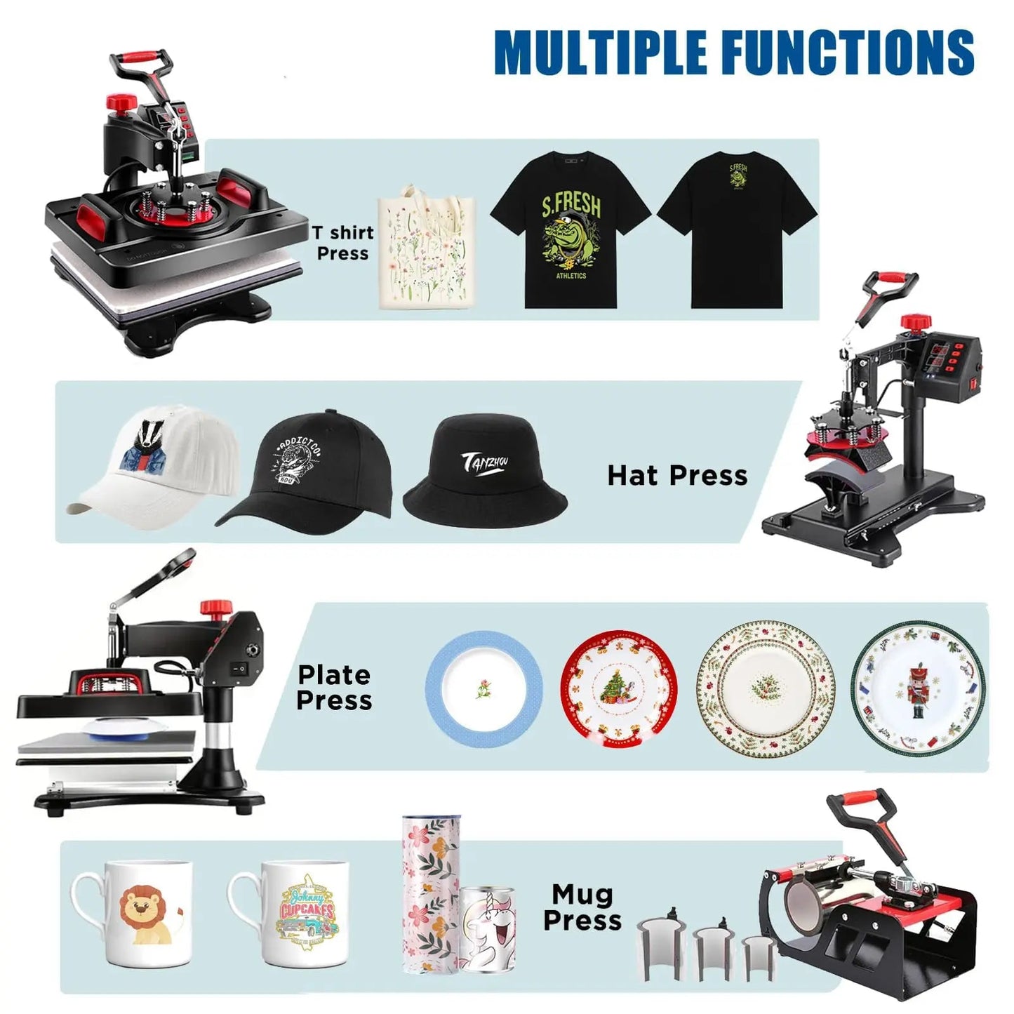Heat Press Machine, Professional Sublimation Machine, AKEYDIY 8 in 1, 12" X 15" Swing Away Shirt Printing Heat Transfer Digital Industrial - Quality Heat Press Machine for T Shirts Mug Hat Plate - North State Signs & Printing