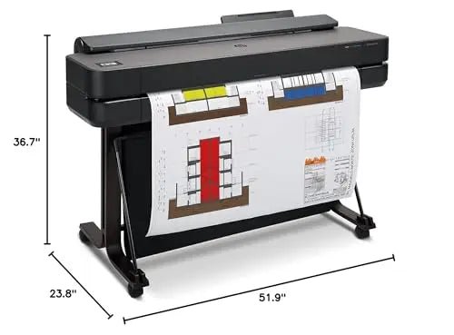 HP DesignJet T650 Large Format 36 - inch Plotter Color Printer, Includes 2 - Year Warranty Care Pack (5HB10H), Black - North State Signs & Printing