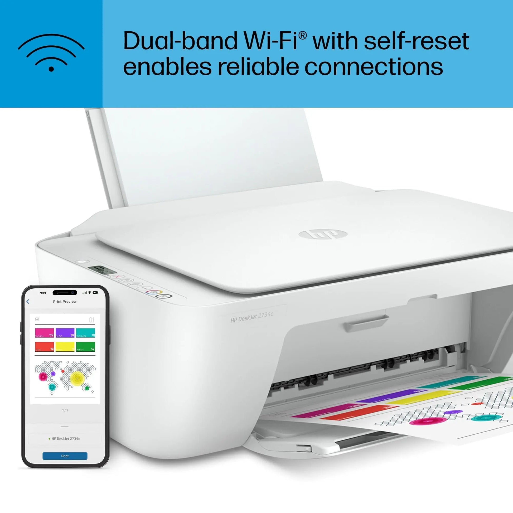 HP DeskJet 2734e Wireless Color All - in - One Printer with 3 Months Free Ink (26K72A), White - North State Signs & Printing