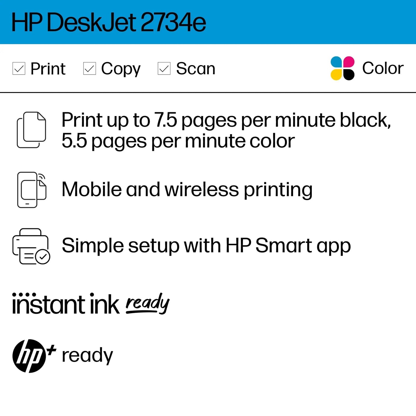 HP DeskJet 2734e Wireless Color All - in - One Printer with 3 Months Free Ink (26K72A), White - North State Signs & Printing