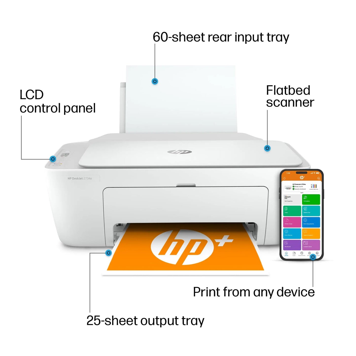 HP DeskJet 2734e Wireless Color All - in - One Printer with 3 Months Free Ink (26K72A), White - North State Signs & Printing