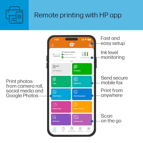 HP DeskJet 2855e Wireless All-in-One Color Inkjet Printer Scanner Copier Best-for-home 3 months of ink included