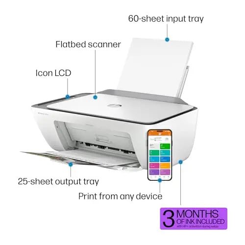 HP DeskJet 2855e Wireless All - in - One Color Inkjet Printer, Scanner, Copier, Best - for - home, 3 months of ink included (588S5A) - North State Signs & Printing