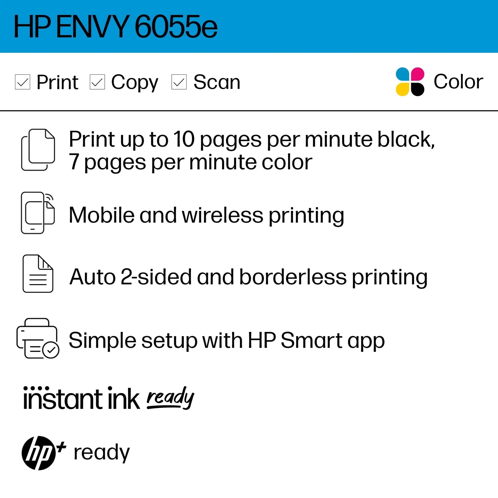 HP ENVY 6055e Wireless Color Inkjet Printer, Print, scan, copy, Easy setup, Mobile printing, Best - for - home, 3 months of Instant Ink included,white - North State Signs & Printing