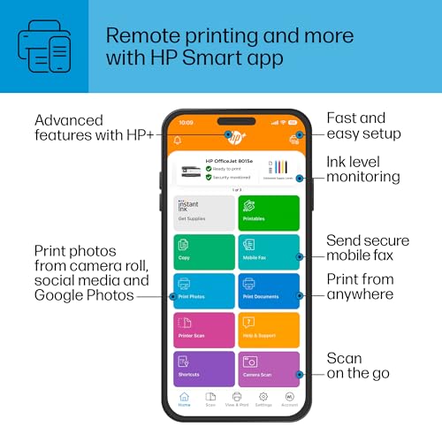 HP OfficeJet 8015e Wireless Color All-in-One Printer with 6 months of ink included with HP + (228F5A) - Office Printer