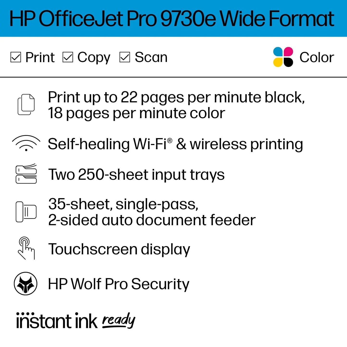 HP OfficeJet Pro 9730e Wide Format Wireless All - in - One Color Inkjet Printer - North State Signs & Printing