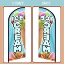 Ice Cream Flag, 11FT Windless Feather Flag QSUM with Aluminum Alloy Flagpole/Stainless Steel Ground Stake/Portable Bag, Ice Cream Signs for Business Advertising - North State Signs & Printing