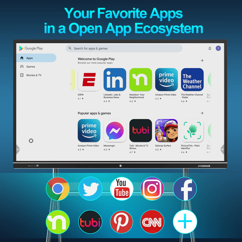 JYXOIHUB Interactive Whiteboard 86inch Smart Board with 4K UHD Touch Screen Flat Panel All in One Digital Electronic