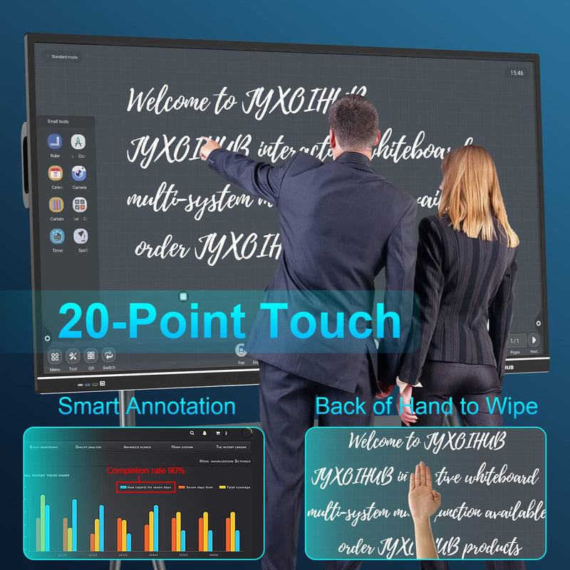 JYXOIHUB Interactive Whiteboard 86inch Smart Board with 4K UHD Touch Screen Flat Panel All in One Digital Electronic