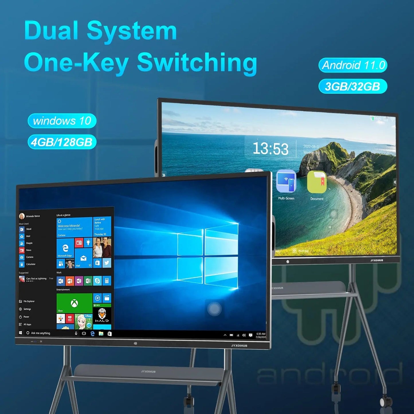 Interactive Whiteboard, 86inch Smart Board with 4K UHD Touch Screen Flat Panel, All in One Digital Electronic Whiteboard Built in Dual System for Conference - North State Signs & Printing