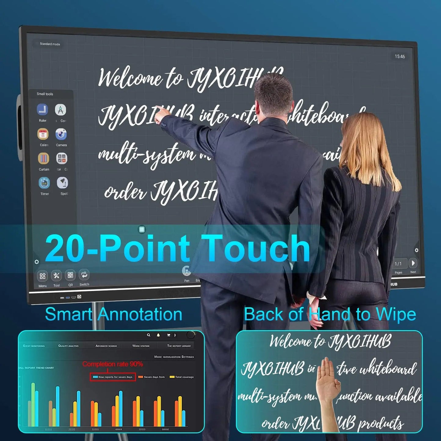 Interactive Whiteboard, 86inch Smart Board with 4K UHD Touch Screen Flat Panel, All in One Digital Electronic Whiteboard Built in Dual System for Conference - North State Signs & Printing