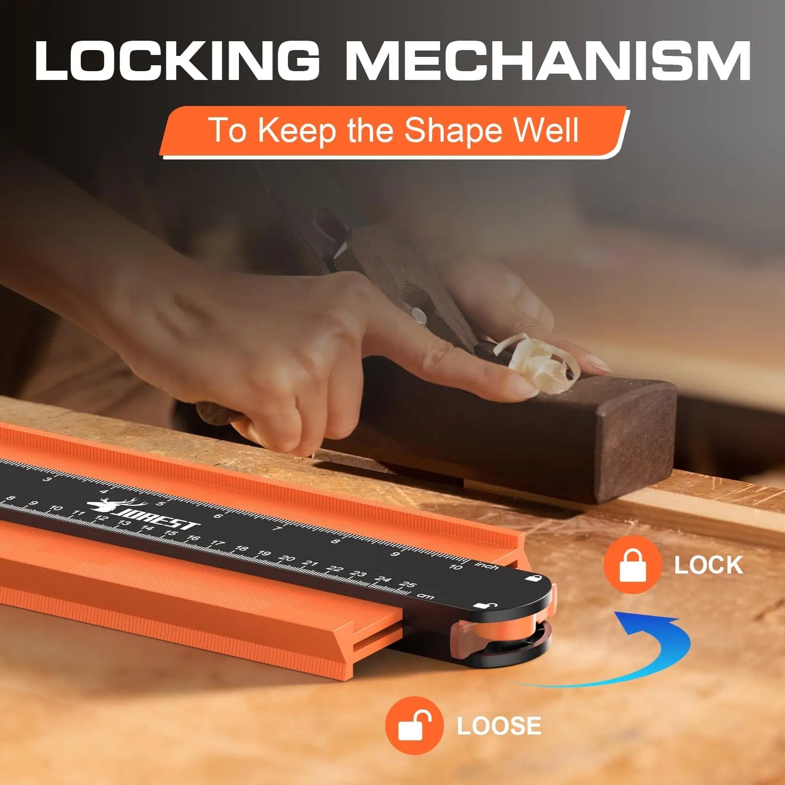 JOREST Contour Gauge with Lock (10 Inch), Gifts Ideas for Men Dad Carpenter Handyman, Profile Tool for Tile Flooring, Carpet laying, Woodworking, Measuring Angle/Shape/Outline/Edge - North State Signs & Printing