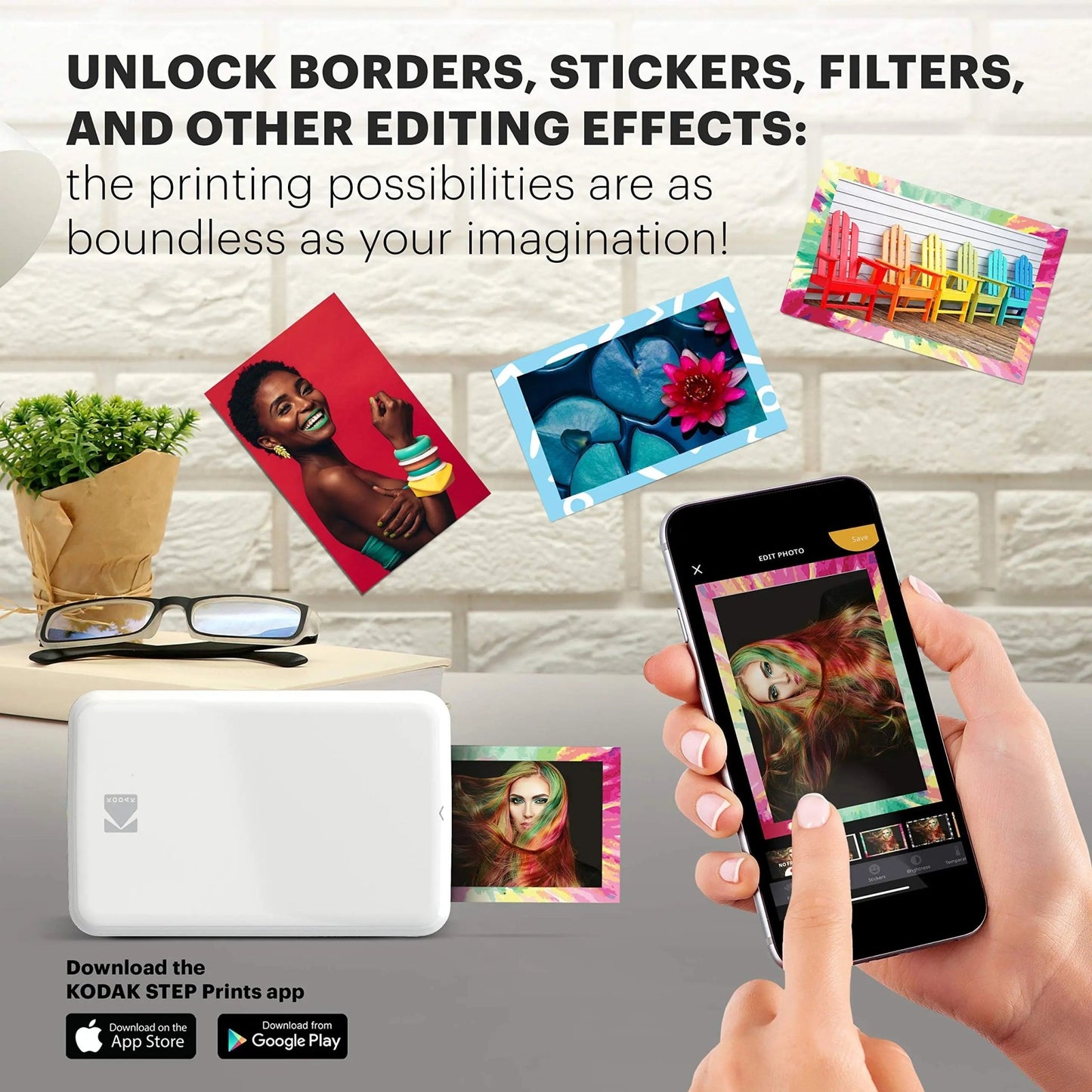 KODAK Step Instant Smartphone Photo Printer - Portable Mini Color Wireless Mobile Printer - Zink 2x3” Sticky - Back Photos - Bluetooth Compatible with iOS & Android Devices - Fun Editing App - White - North State Signs & Printing